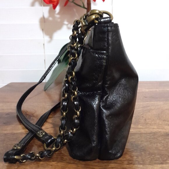 Black Leather Elliott Lucca Double Strap Minimalist  Rectangle Shoulder Bag - Picture 7 of 12